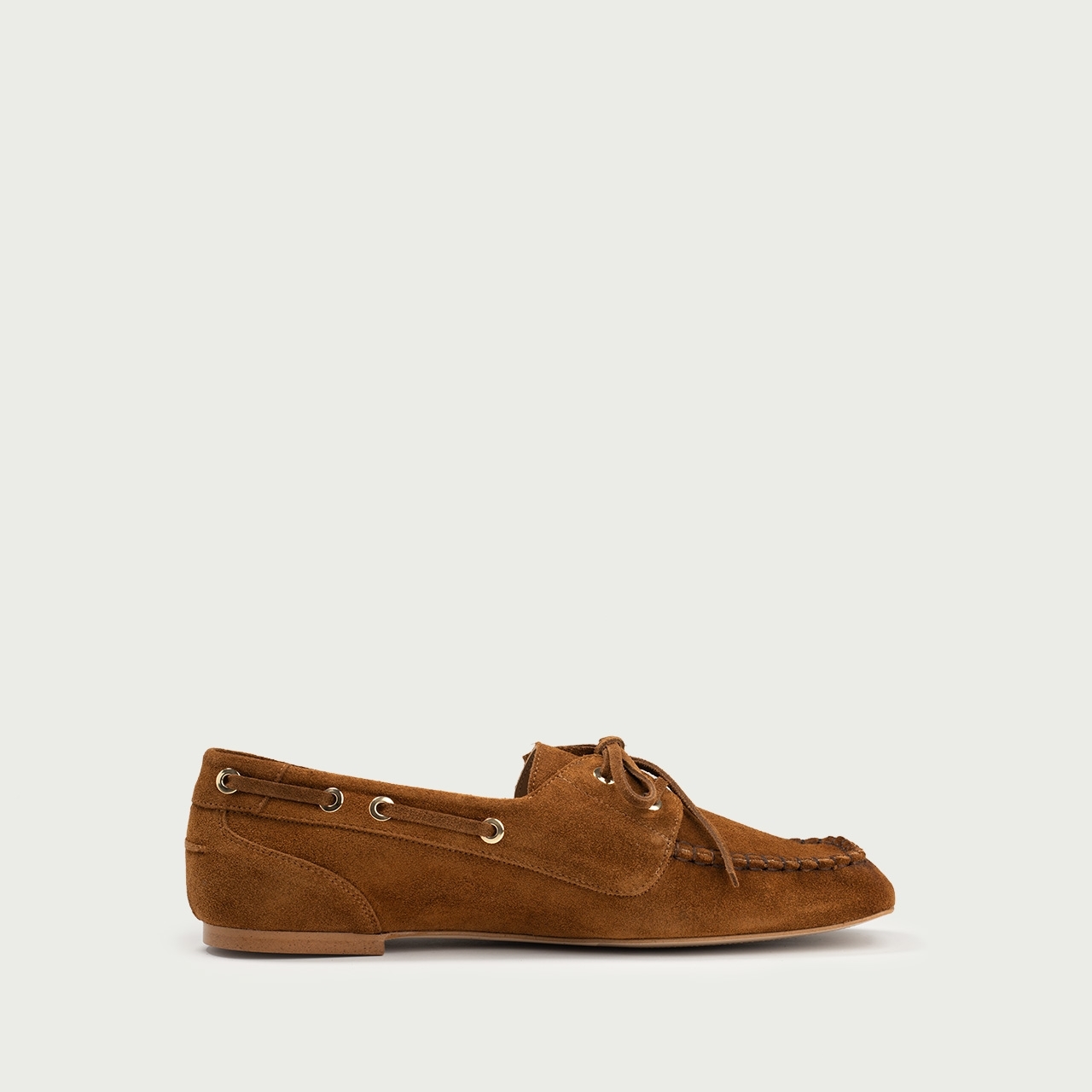 Mocasini camel Margaux din piele întoarsă naturală - Img 5