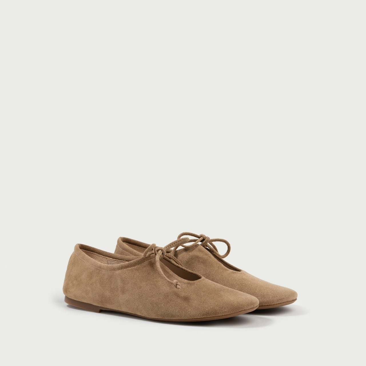 Pantofi casual damă nude Kenza din piele întoarsǎ naturală - Img 2