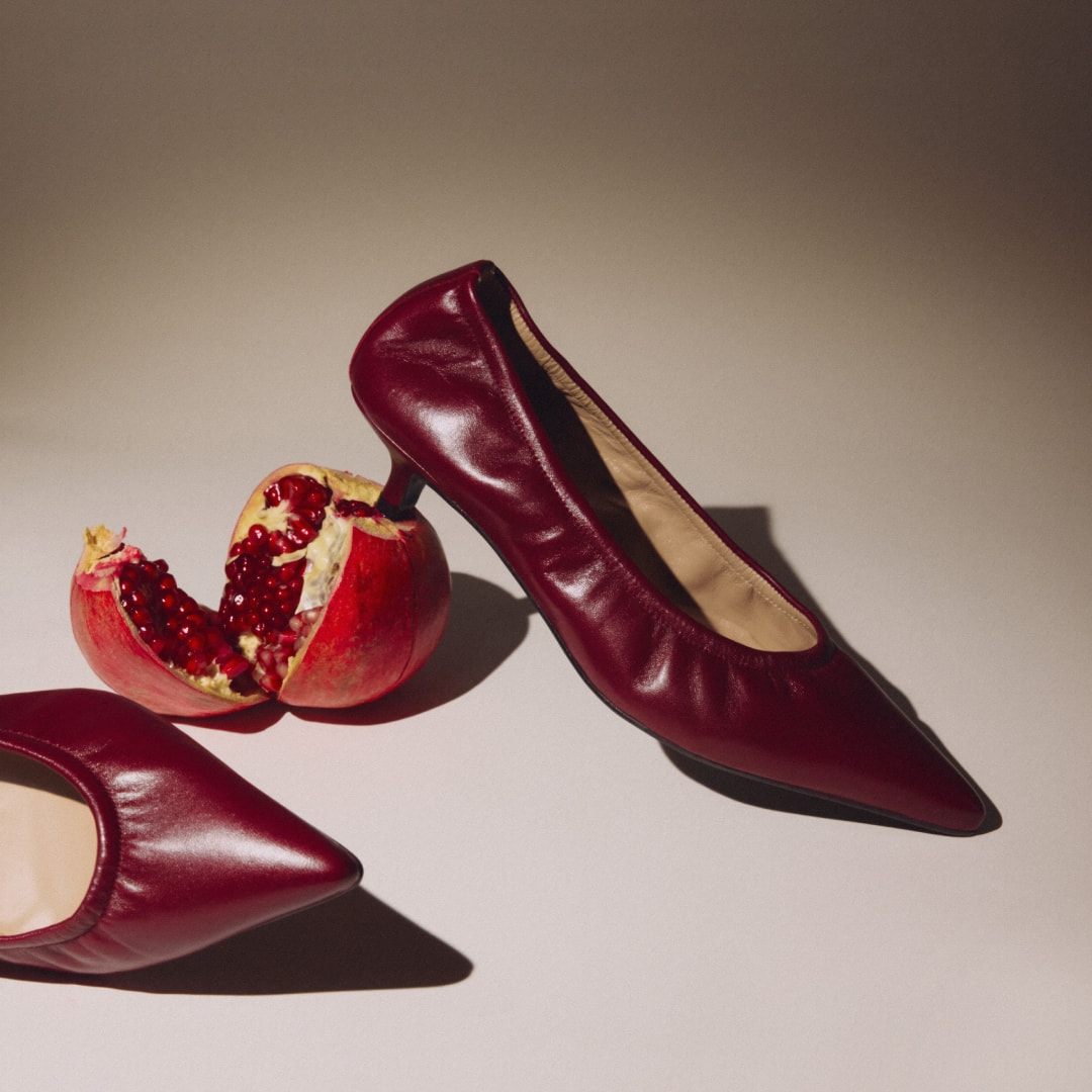 Pantofi cu toc mic burgundy Camille din piele naturalǎ - Img 2