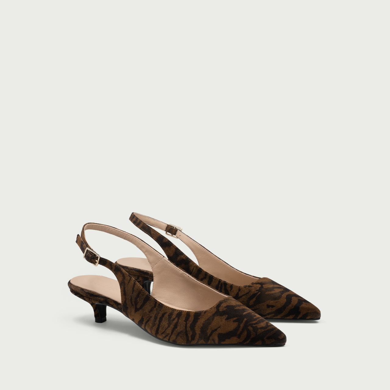 Pantofi damă animal print cu toc mic Aria din piele întoarsǎ naturalǎ - Img 2