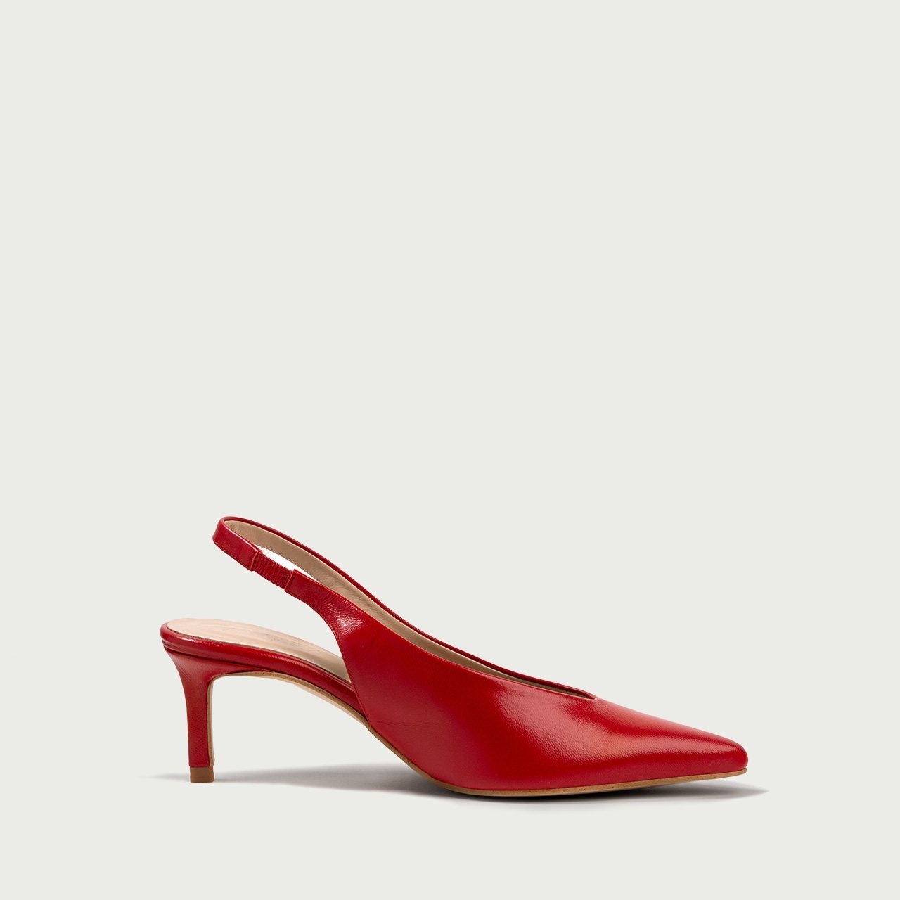 Pantofi decupați cu toc subțire roșii Michele din piele naturală - Img 6