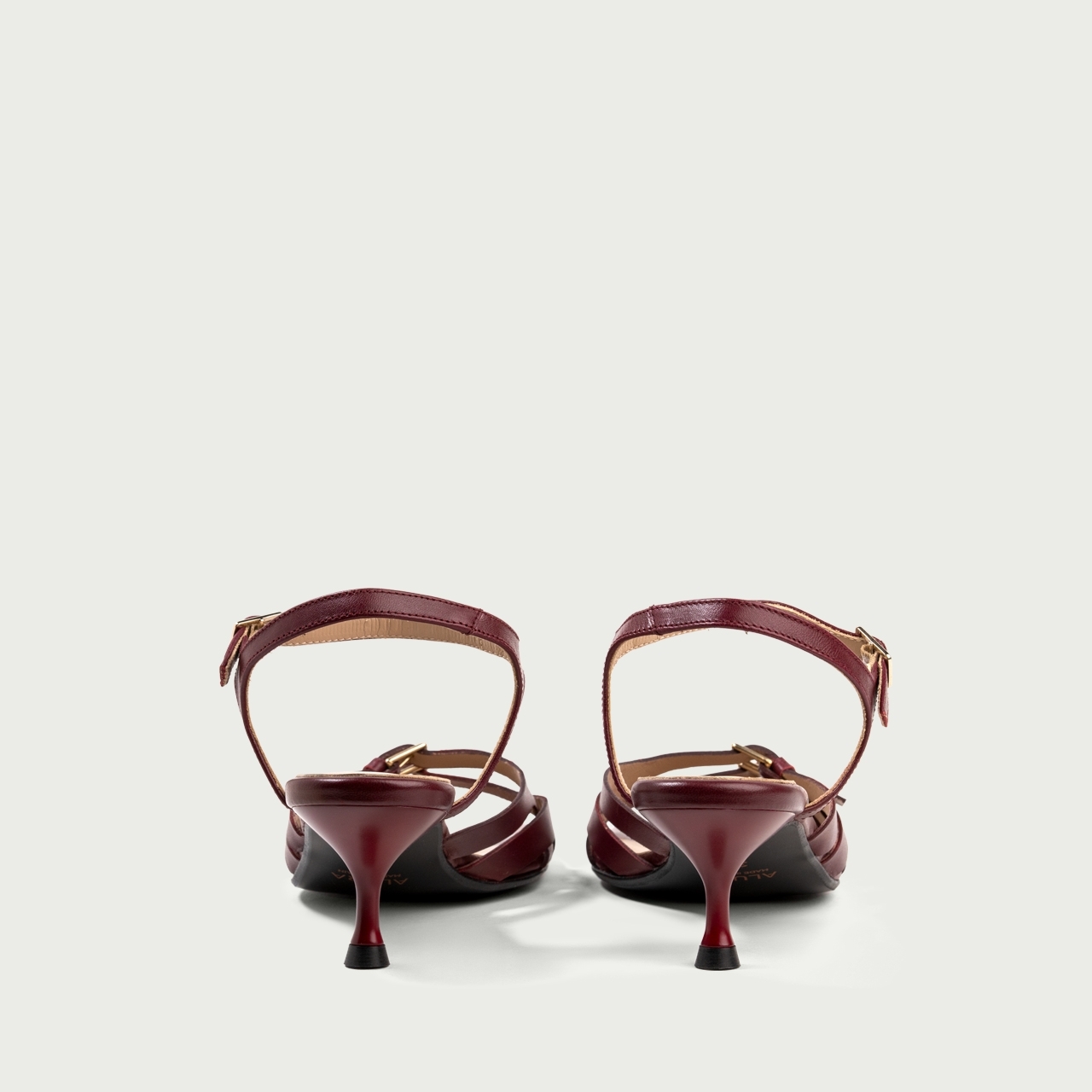 Sandale cu toc subțire bordo Veronica din piele naturalǎ - Img 5