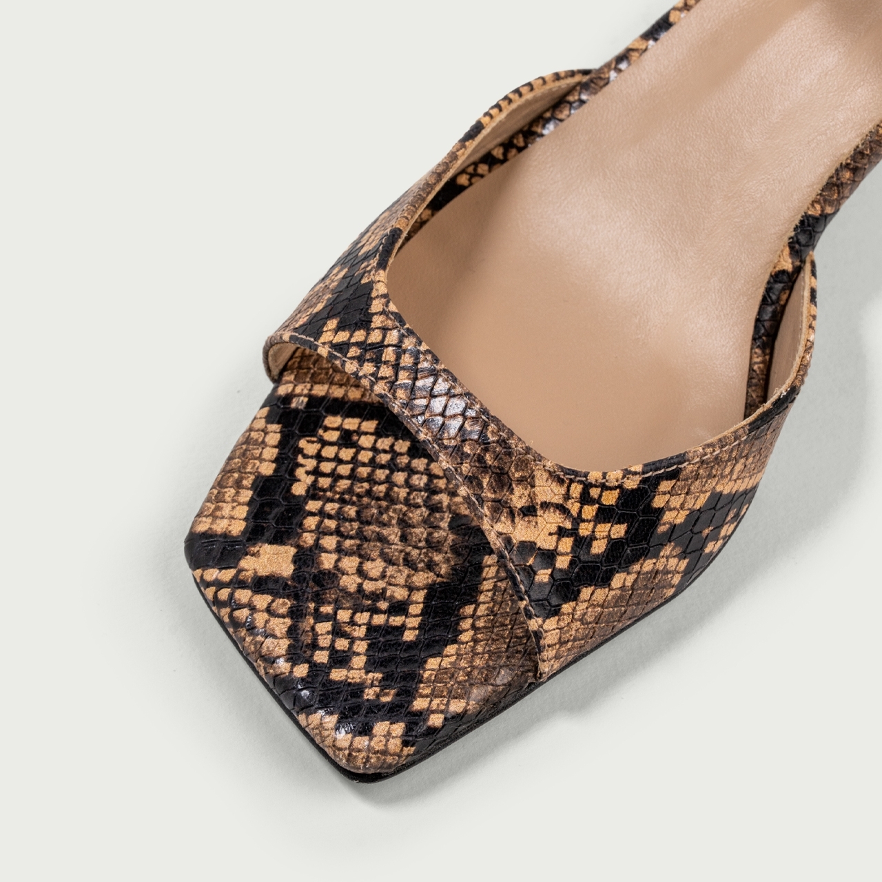 Sandale cu toc subțire snake print Bellinda din piele naturalǎ - Img 5