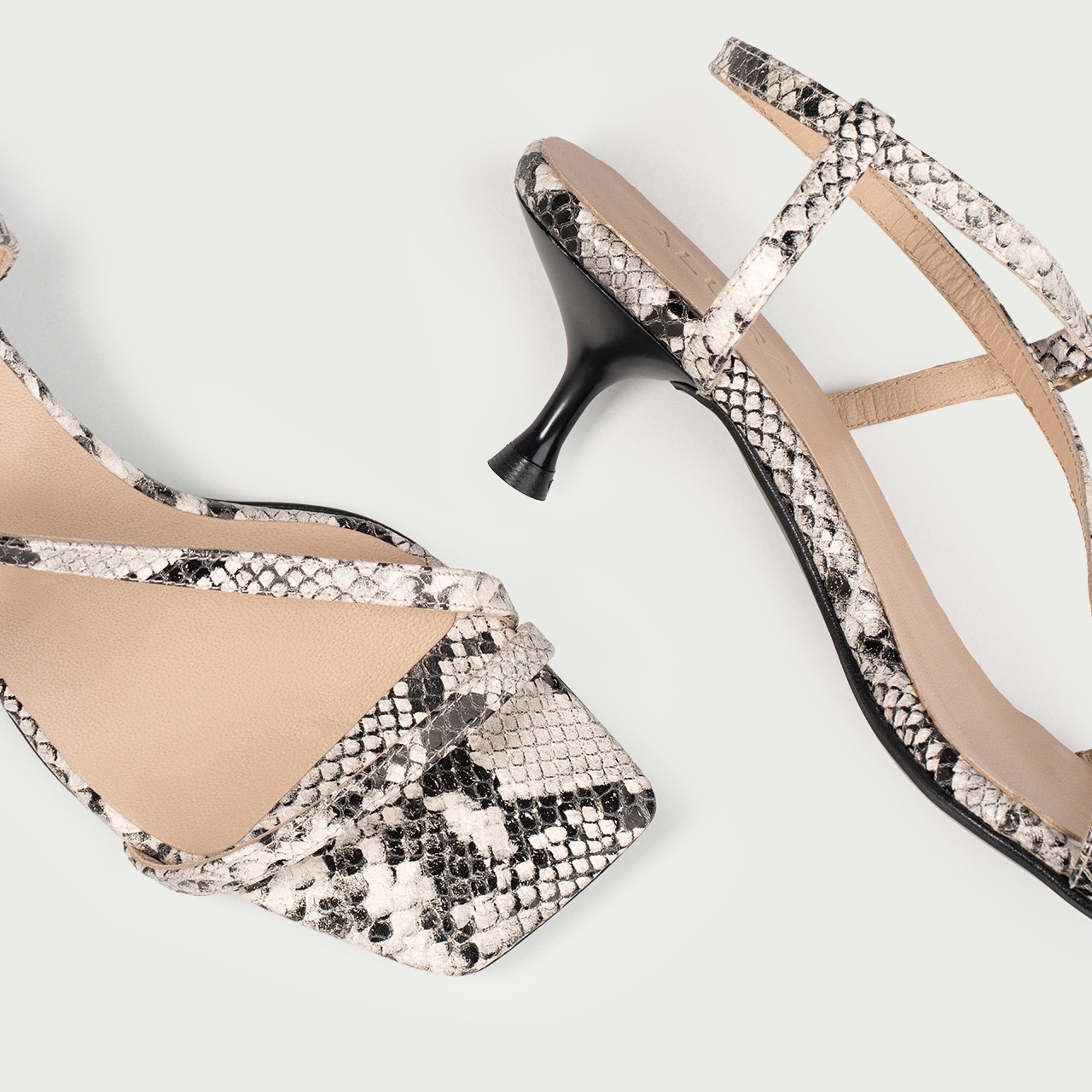 Sandale snake print cu toc mic subțire Amara din piele naturalǎ - Img 5