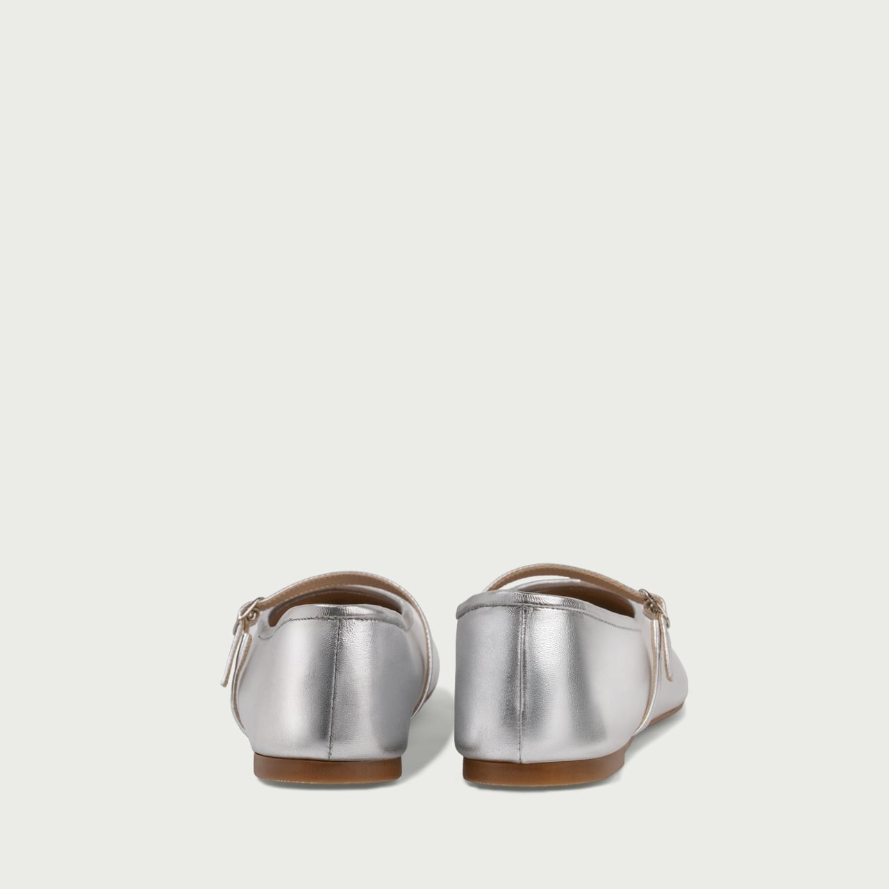 Balerini argintii cu vârf rotund Noa din piele naturală - Img 5