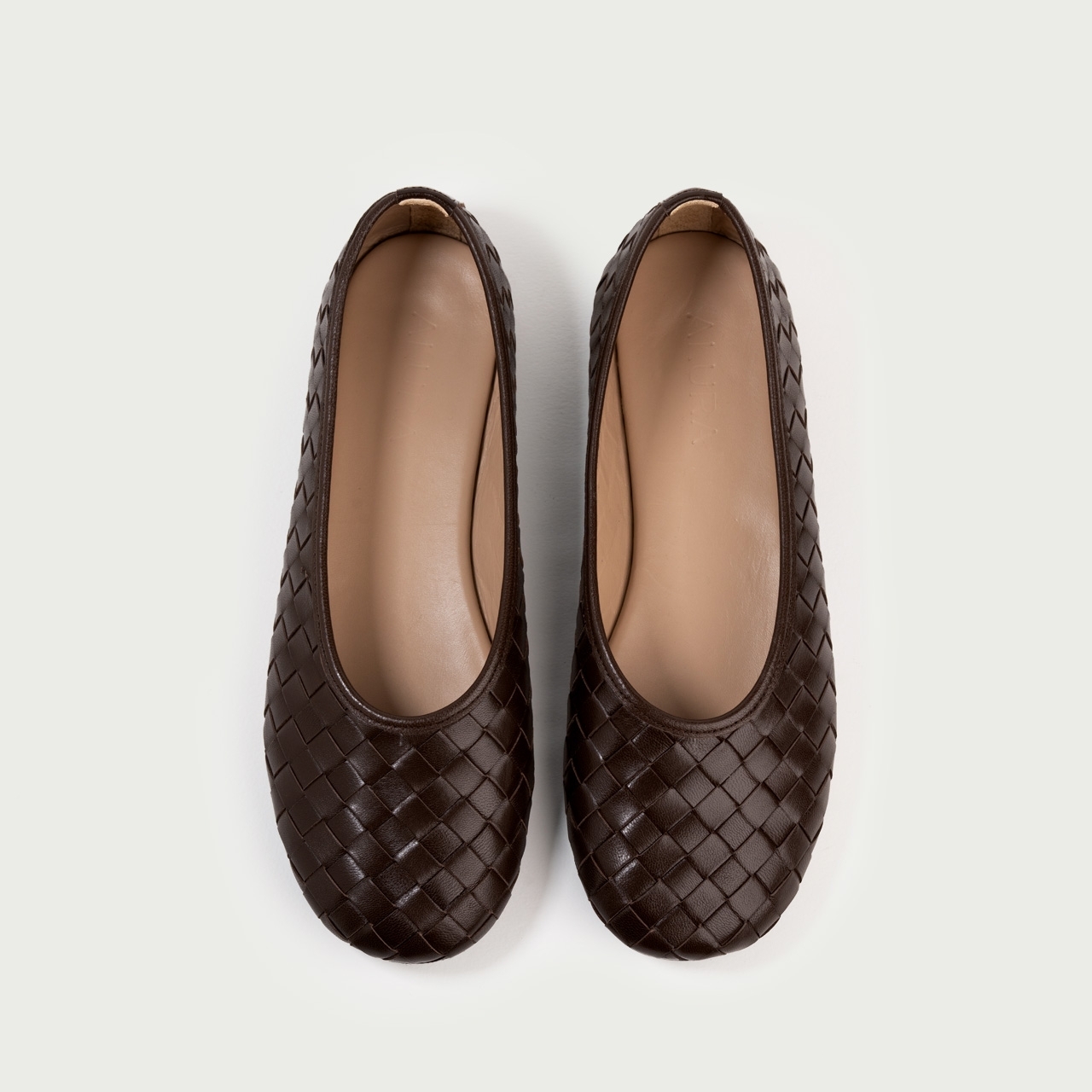 Balerini cu vârf rotund maro ciocolatiu Esme din piele naturală împletită - Img 6