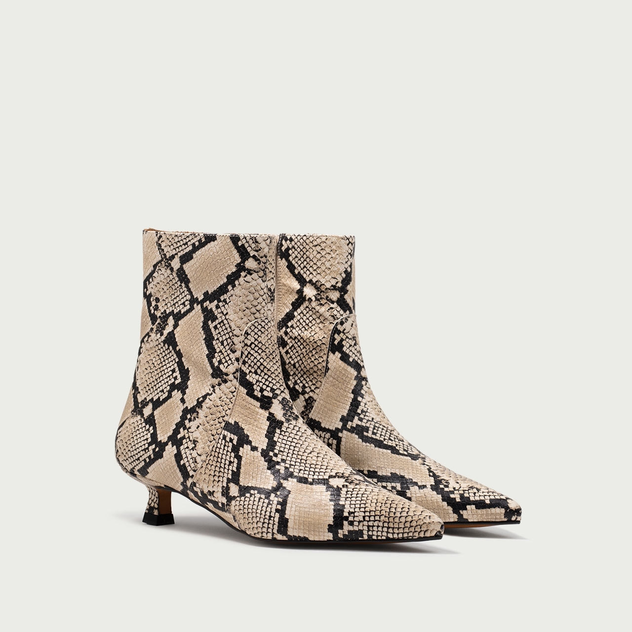 Botine cu toc mic Daria din piele naturalǎ snake print - Img 2