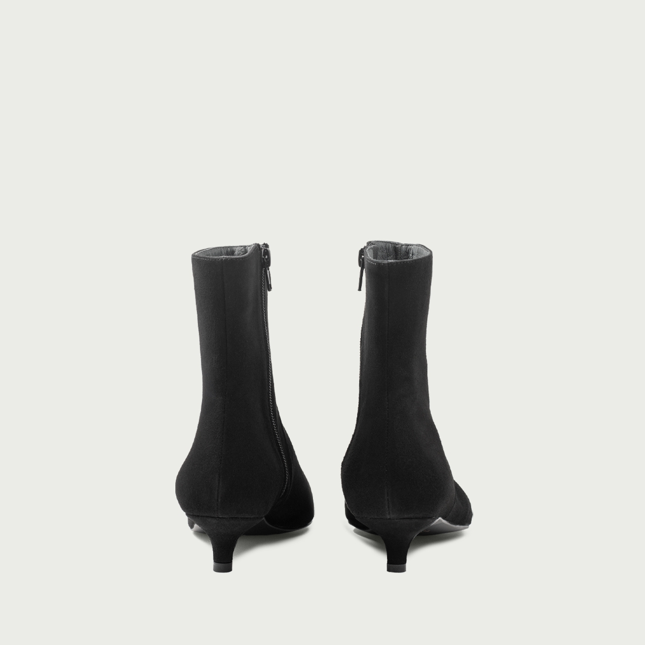 Botine cu toc mic negre Daria din piele întoarsă naturalǎ - Img 4