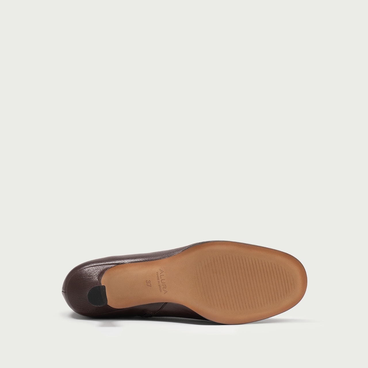 Botine scurte maro cu vârf rotund și toc subțire Francine din piele naturală de capră - Img 6