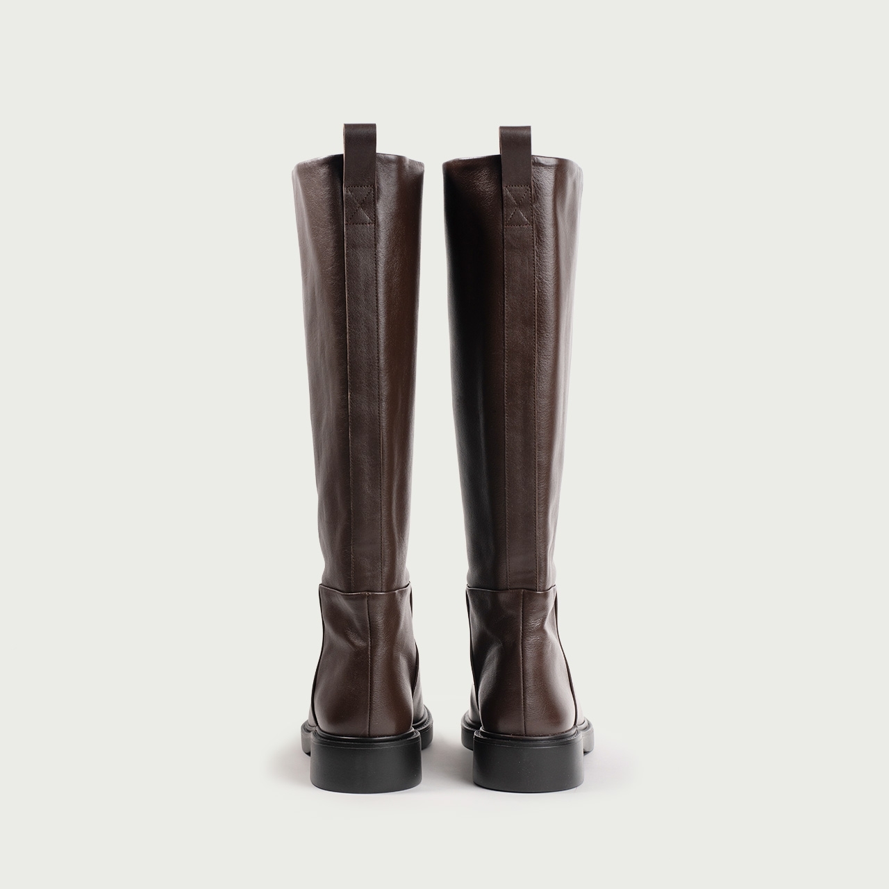 Cizme lungi cu talpă joasă maro ciocolatiu Maxine din piele naturală - Img 3