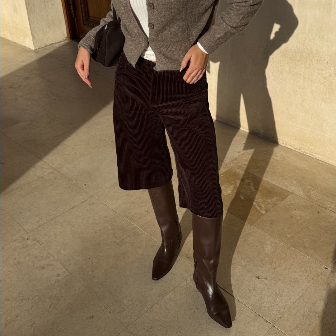 Cizme lungi maro ciocolatiu cu toc gros și accesoriu metalic Natalie din piele naturală - Img 4