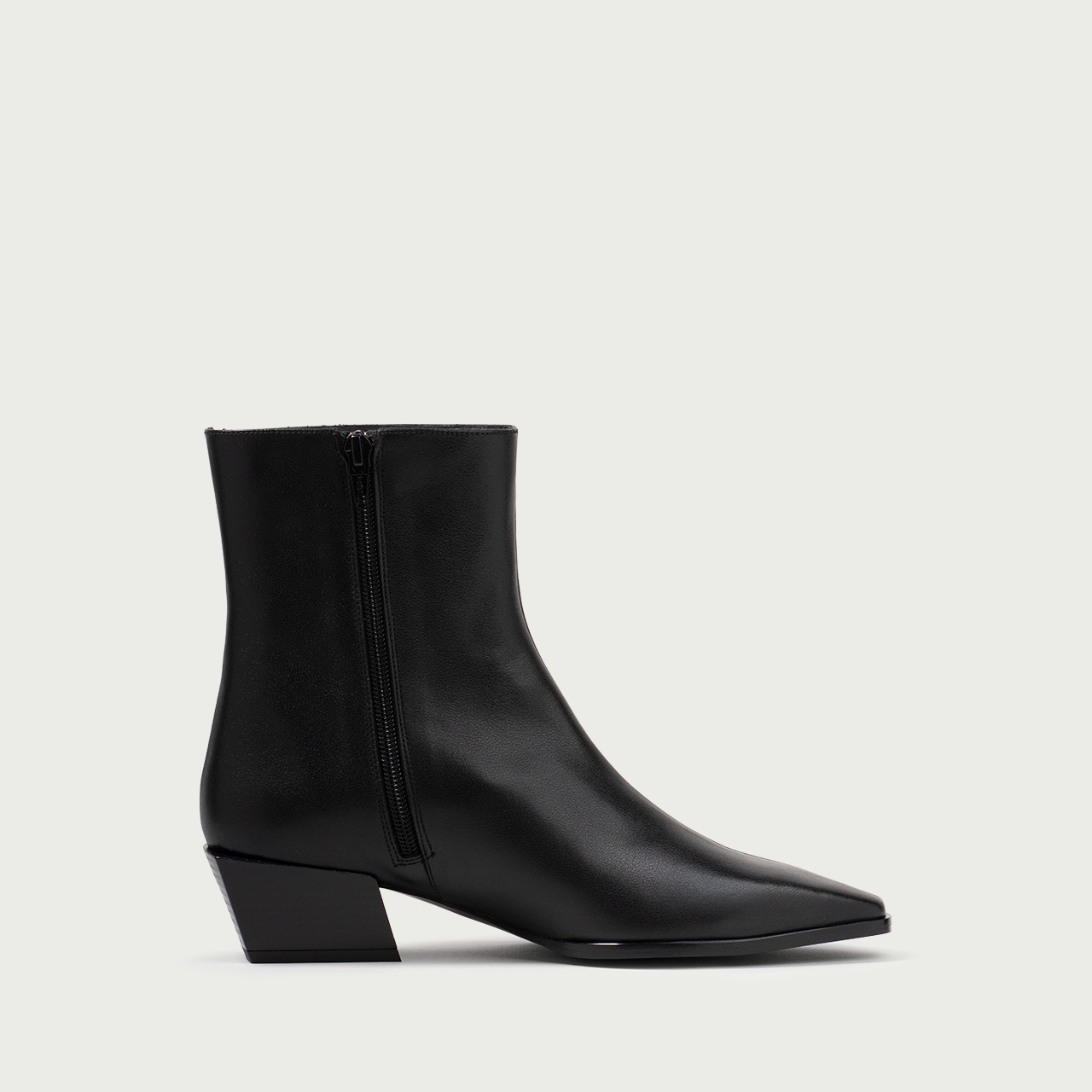 Cizme scurte negre cu toc gros Narissa din piele naturală - Img 6