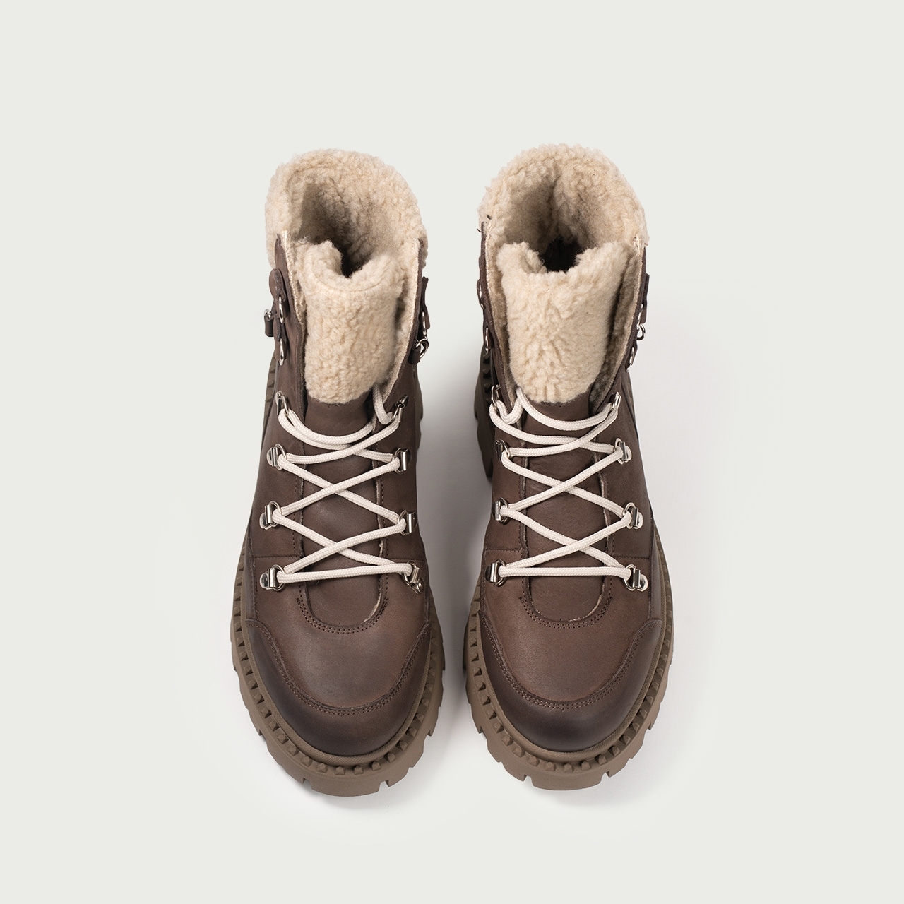 Ghete damă maro cu efect vintage Lia din piele naturală nabuc - Img 7