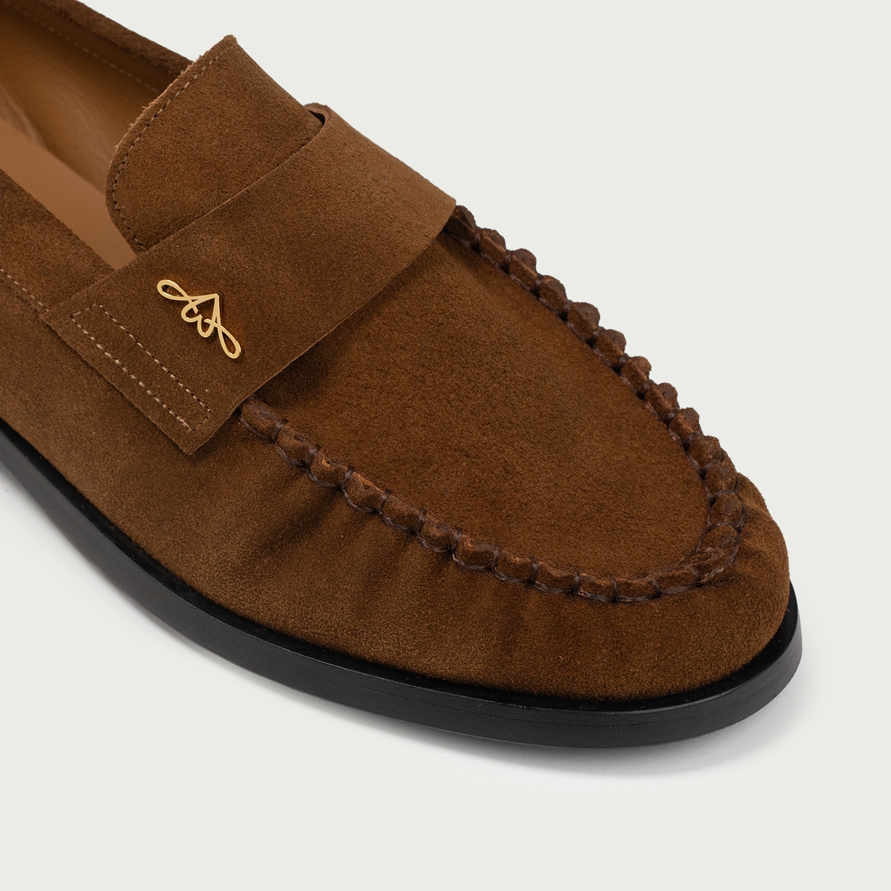 Mocasini camel Franca din piele întoarsă naturală - Img 3