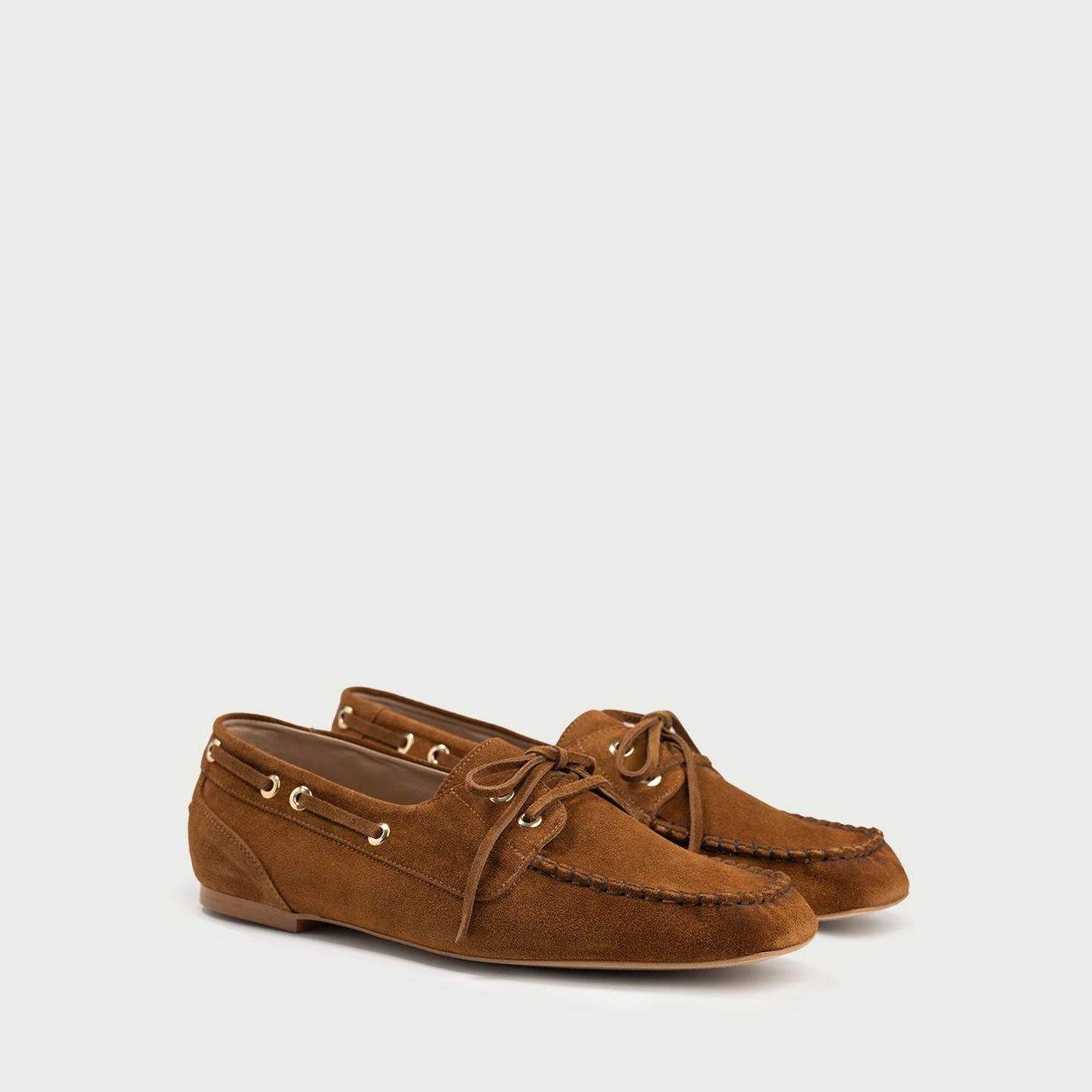 Mocasini camel Margaux din piele întoarsă naturală - Img 2