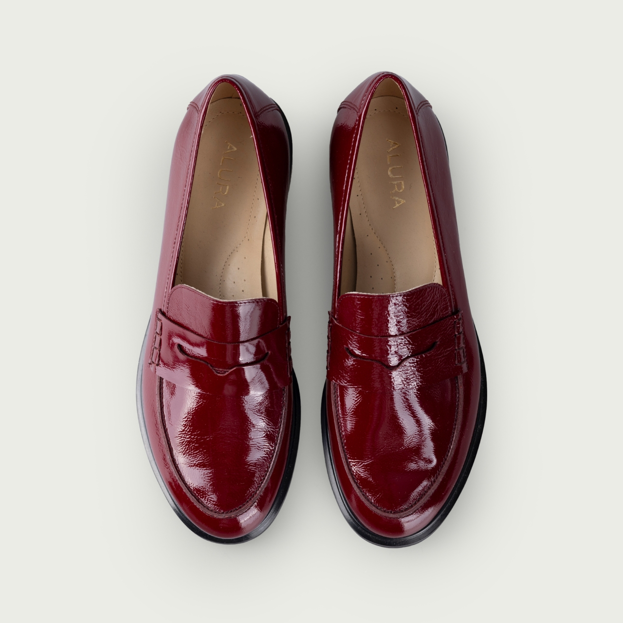 Mocasini damă burgundy Paula din piele naturală lucioasă - Img 3