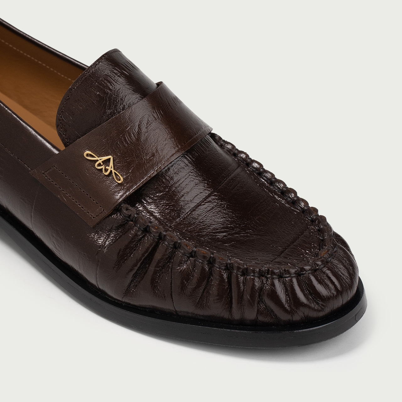 Mocasini maro Franca din piele naturală embosată - Img 4