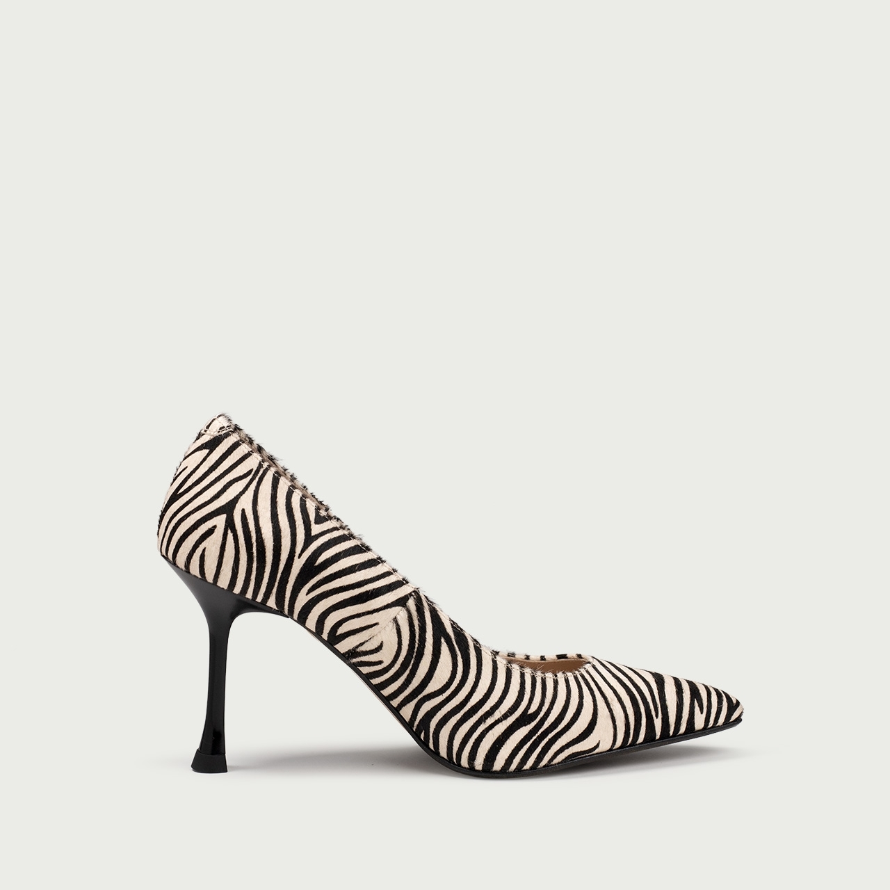Pantofi cu toc înalt subțire Hariette din piele naturală pony hair cu imprimeu zebră - Img 6