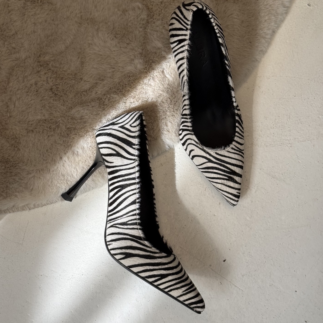 Pantofi cu toc înalt subțire Hariette din piele naturală pony hair cu imprimeu zebră - Img 4