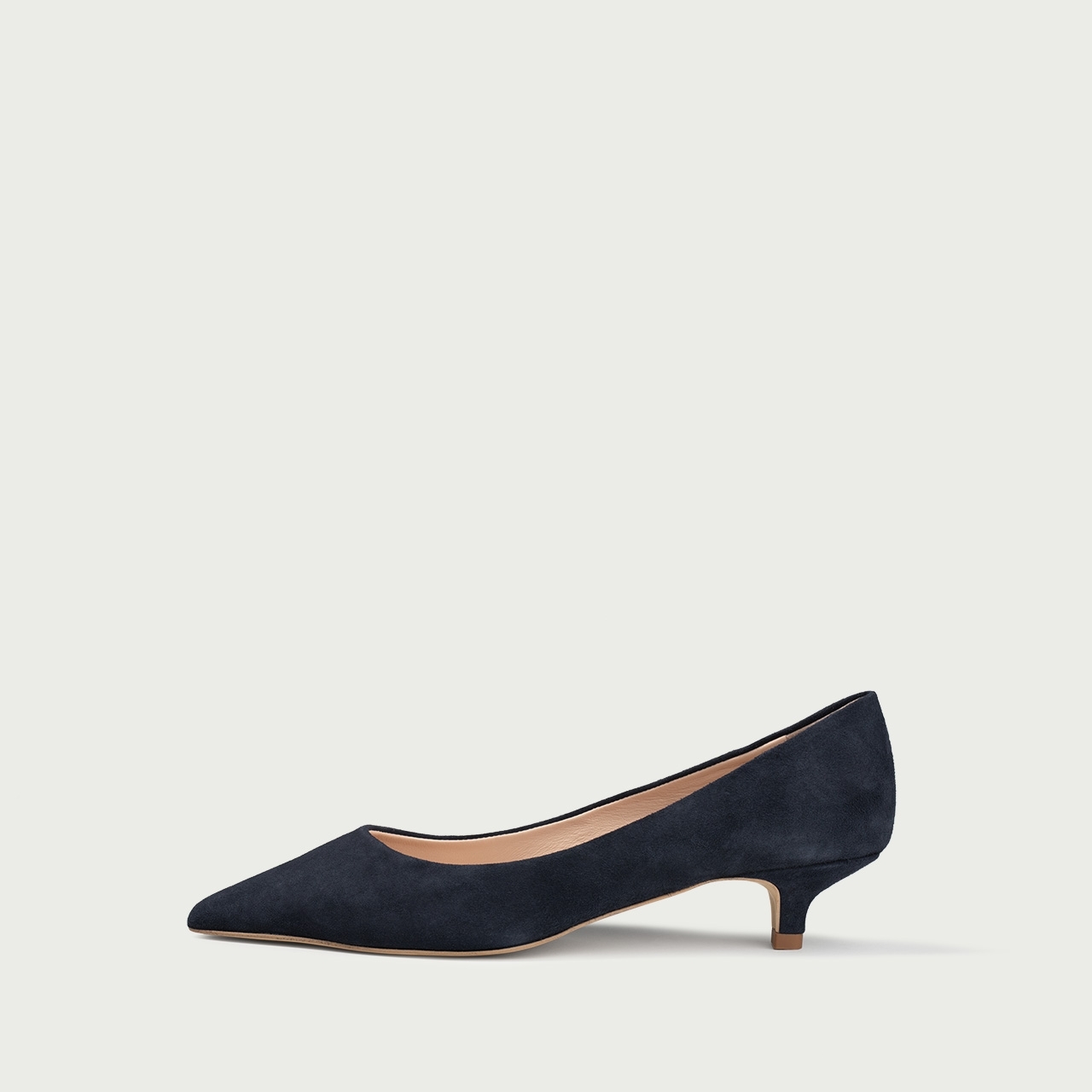 Pantofi cu toc mic blue navy Lorraine din piele întoarsă naturalǎ - Img 1
