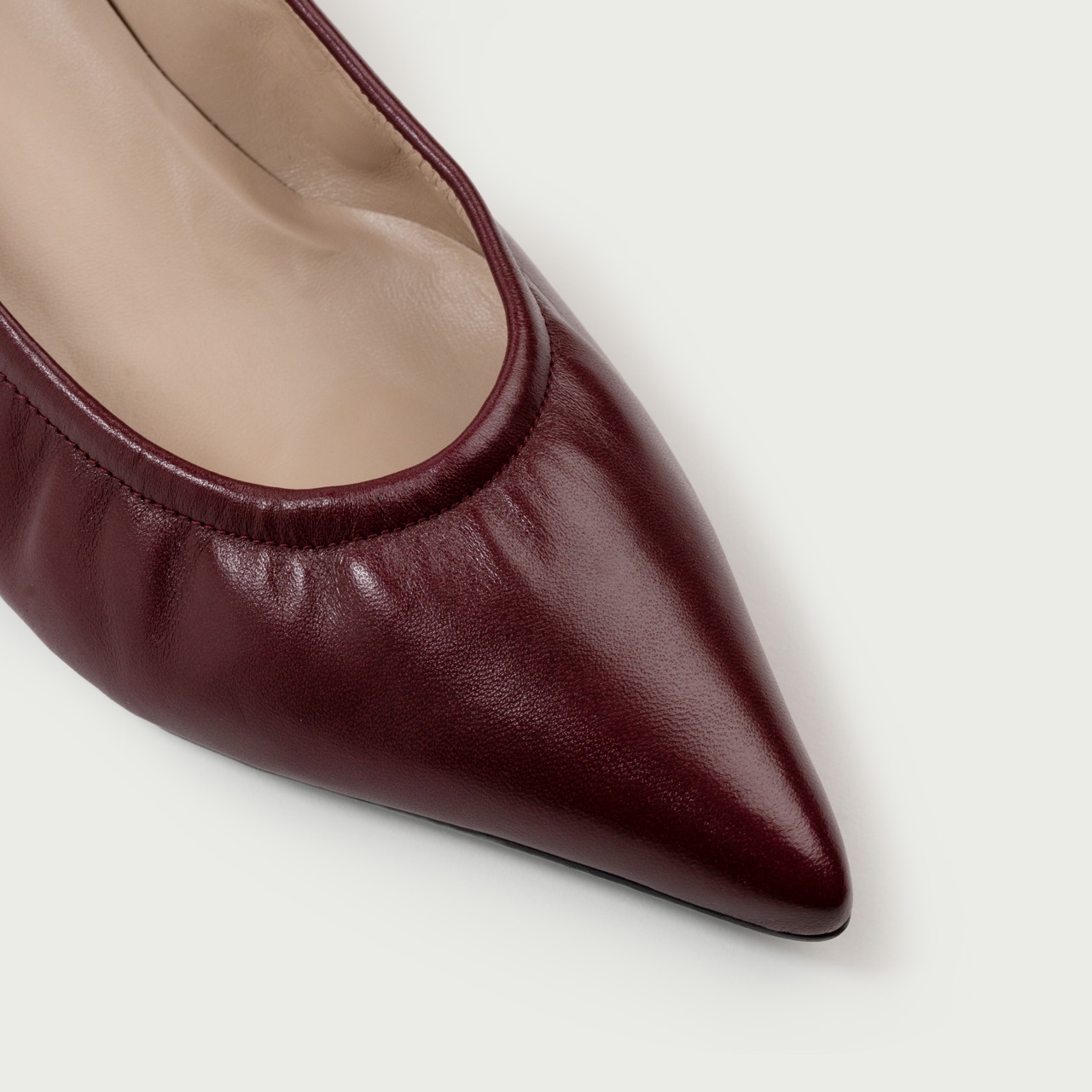 Pantofi cu toc mic burgundy Camille din piele naturalǎ - Img 5