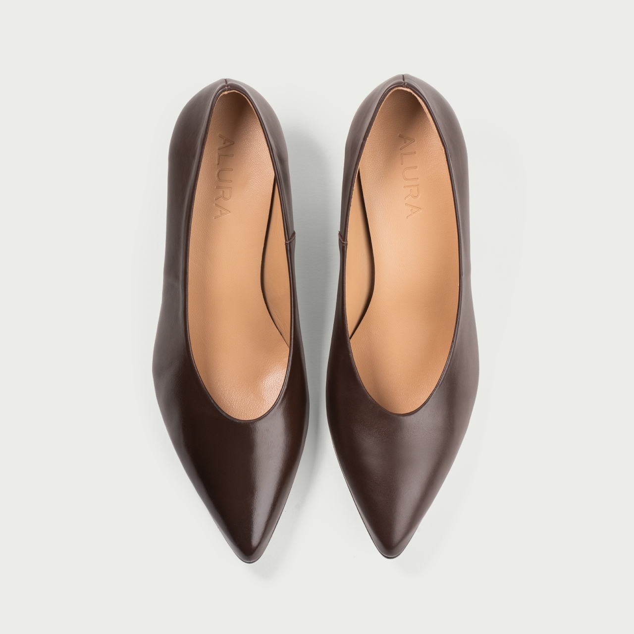 Pantofi cu toc subțire maro ciocolatiu Alecsandra din piele naturală - Img 3