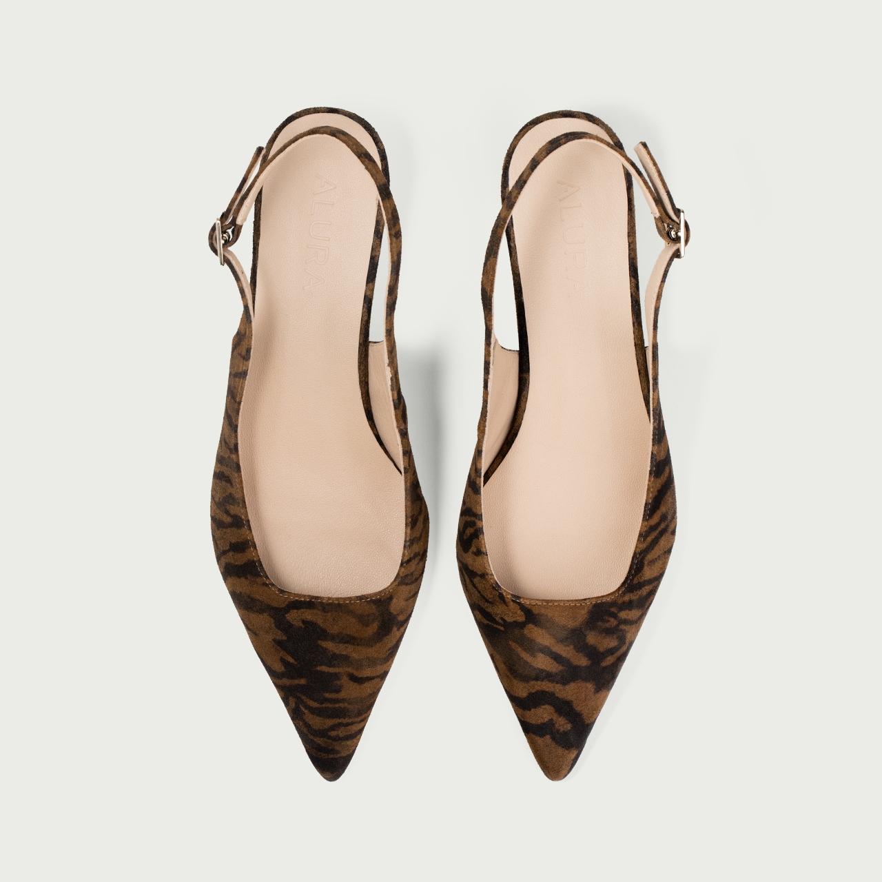 Pantofi damă animal print cu toc mic Aria din piele întoarsǎ naturalǎ - Img 3