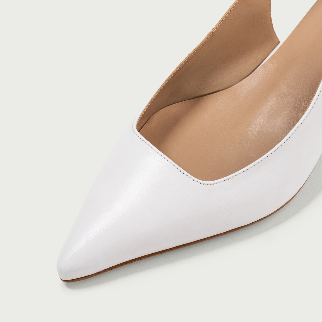 Pantofi damǎ eleganți albi cu toc mic Aria din piele naturalǎ - Img 6