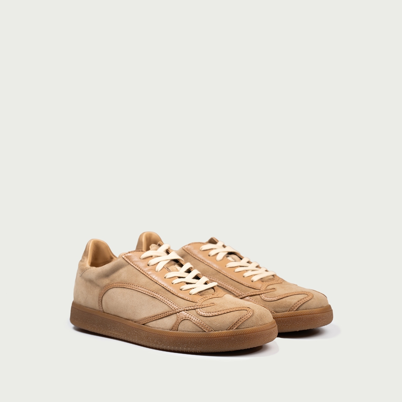 Pantofi sport camel Alma 001 din piele întoarsă naturală - Img 3