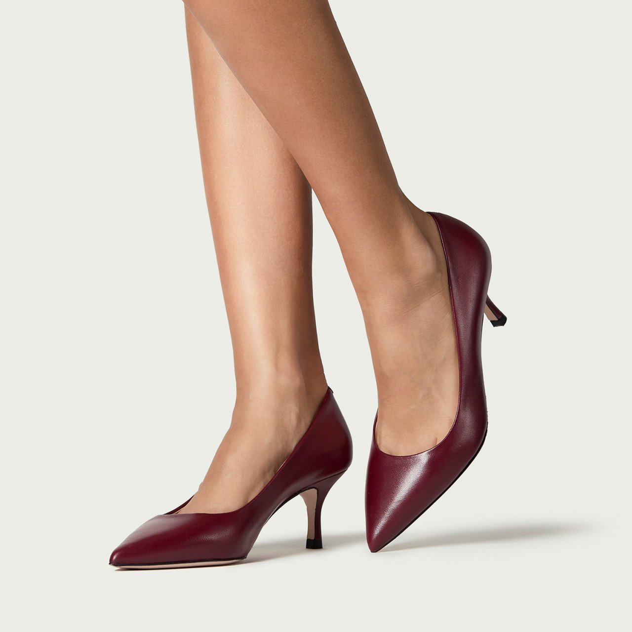 Pantofi stiletto burgundy Julie din piele naturală - Img 2