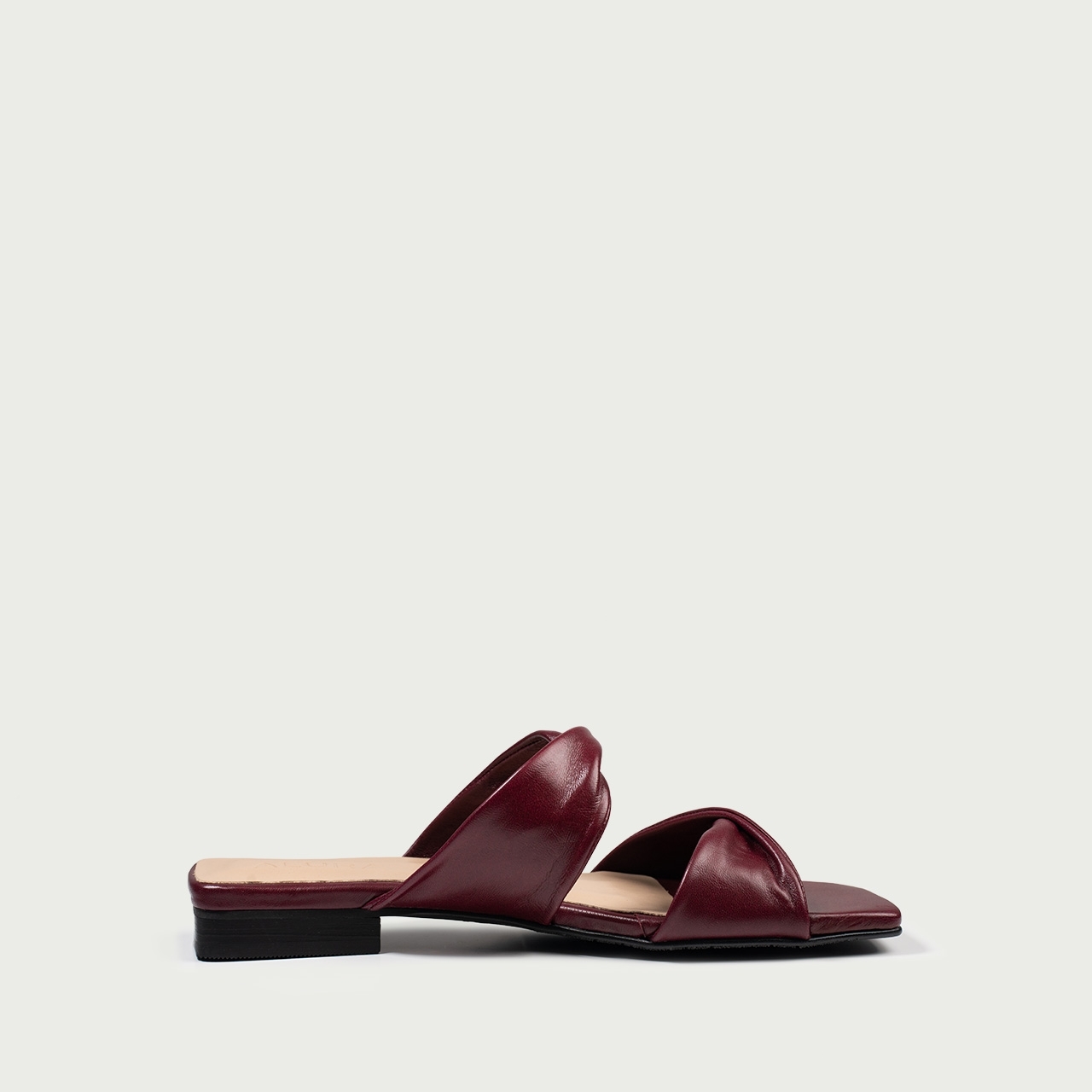 Papuci cu talpǎ joasǎ burgundy Amna din piele naturală - Img 6