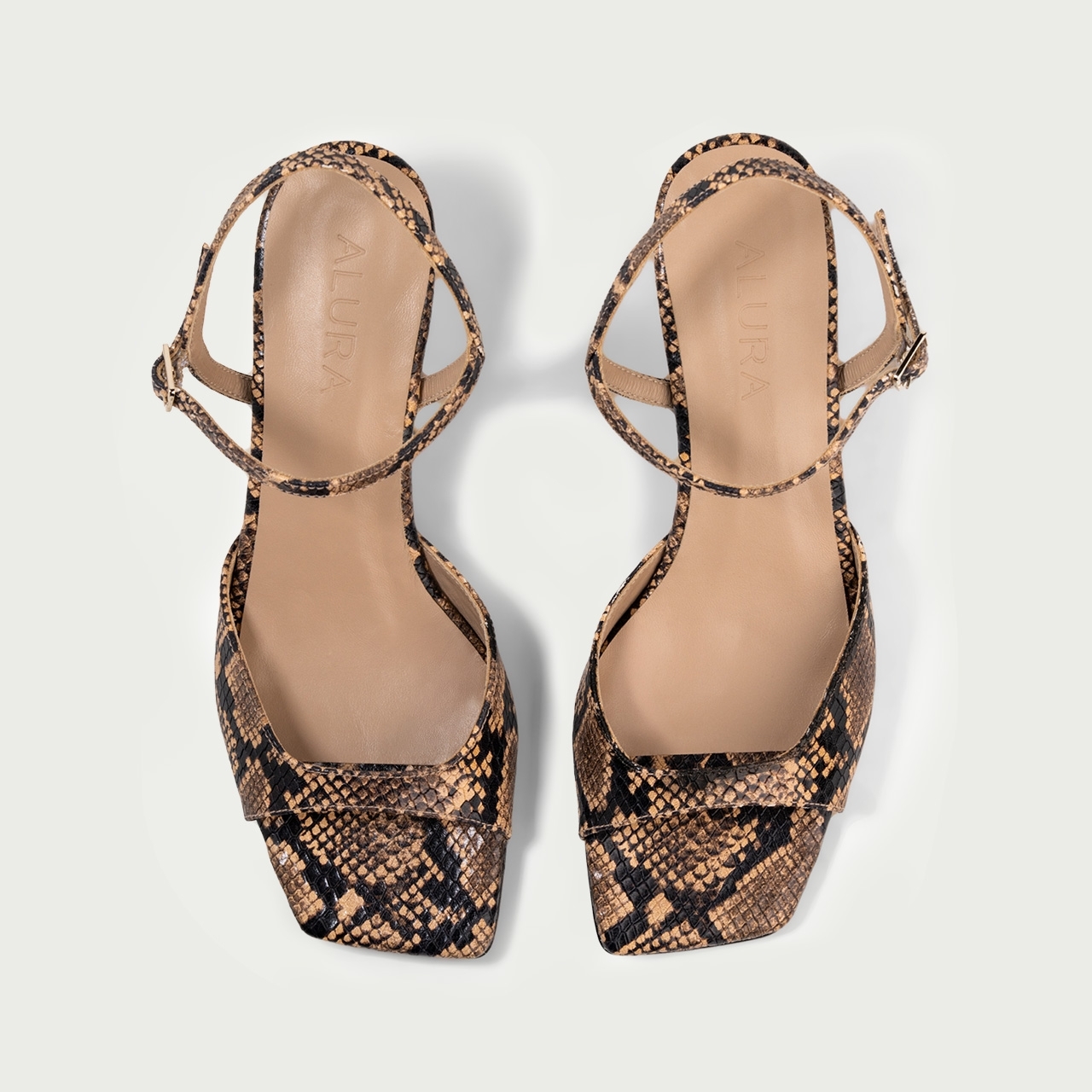 Sandale cu toc subțire snake print Bellinda din piele naturalǎ - Img 3