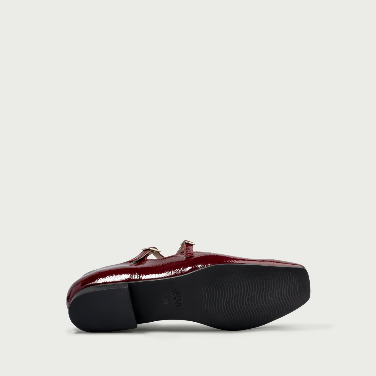 Balerini bordo cu vârful pătrat Christinne din piele naturală lăcuită - Img 6