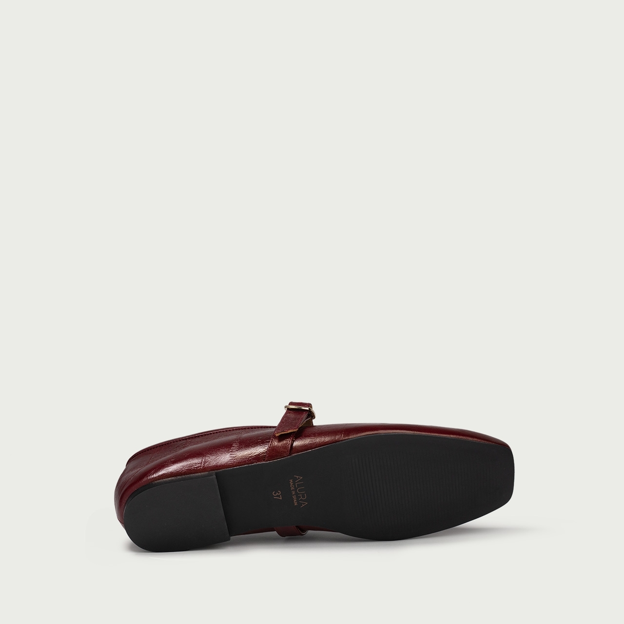 Balerini burgundy cu vârf pǎtrat Jacquelyn din piele naturală - Img 5