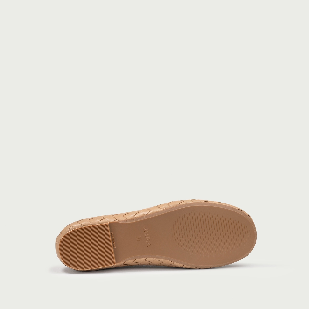 Balerini cu vârf rotund camel deschis Esme din piele naturală împletită - Img 7