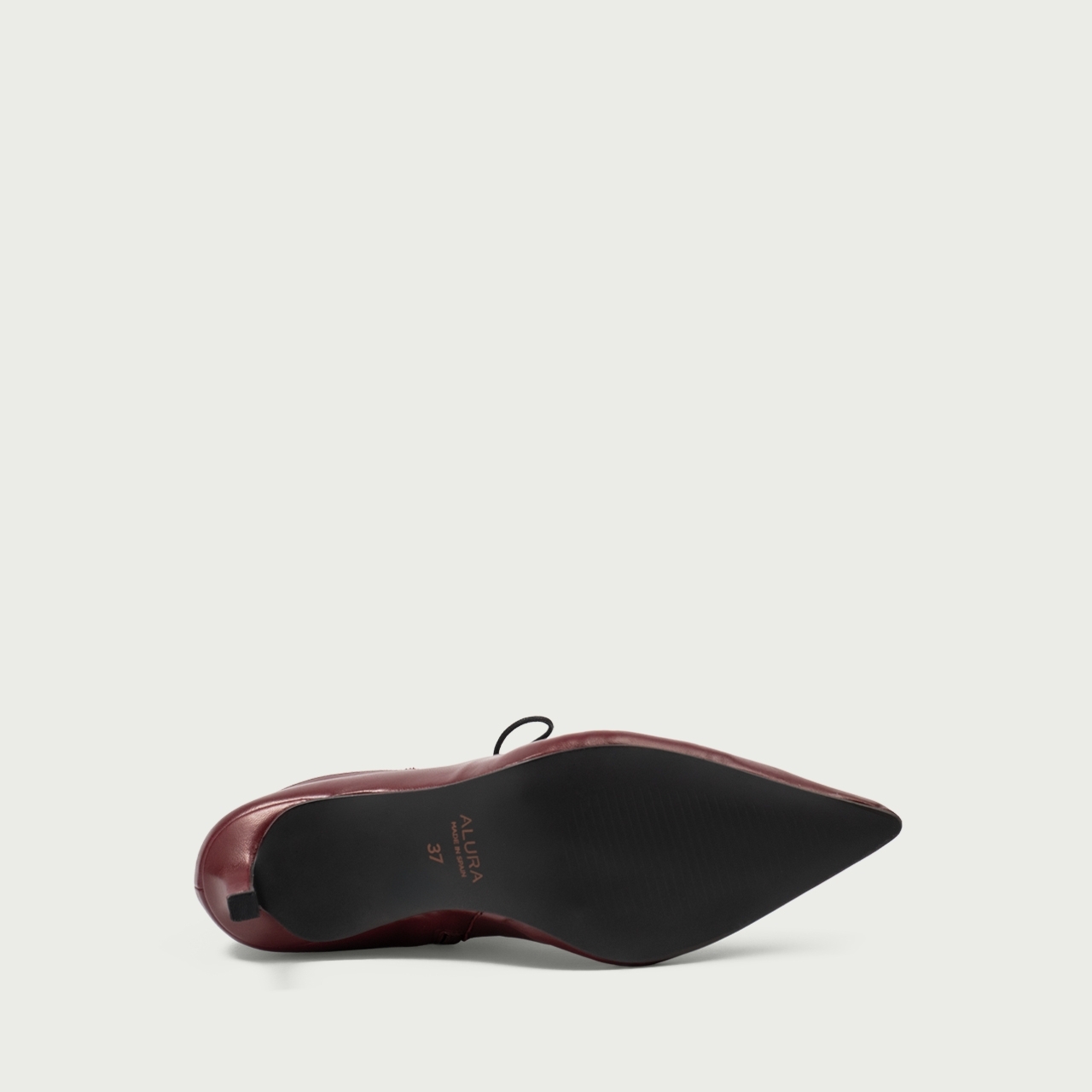 Botine burgundy cu șiret și toc subțire Danica din piele naturală - Img 7