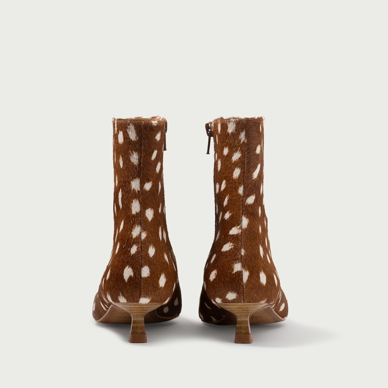 Botine cu toc mic Daria din piele naturalǎ pony hair cu imprimeu căprioară - Img 5