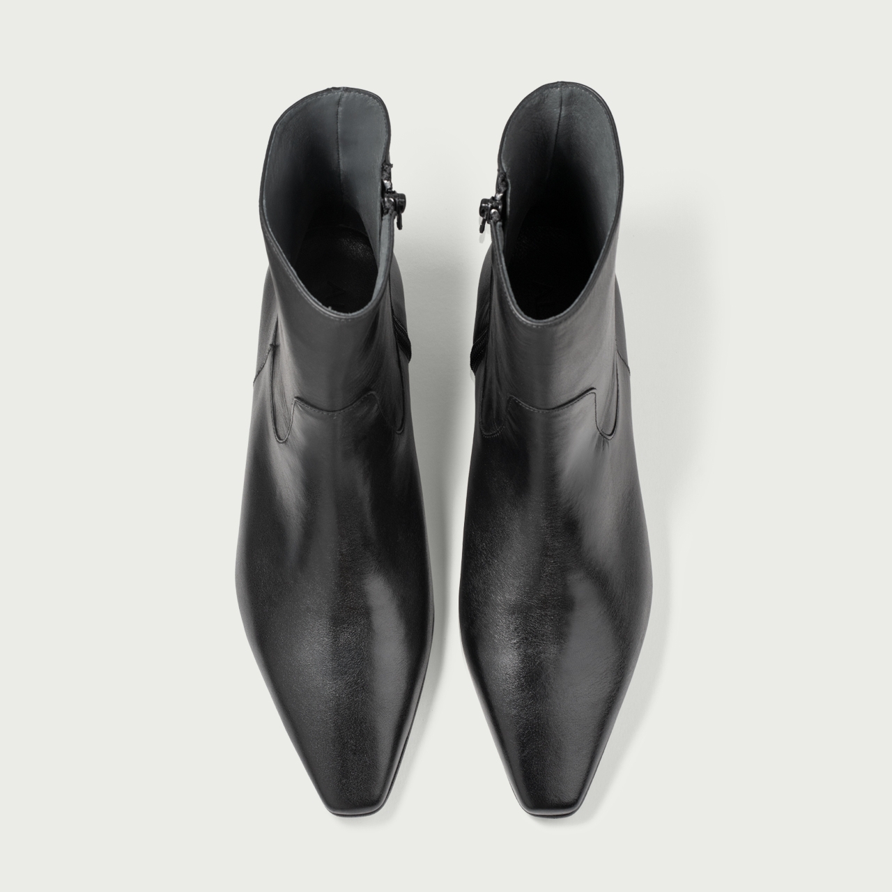 Botine negre cu toc gros Raquella din piele naturală - Img 3