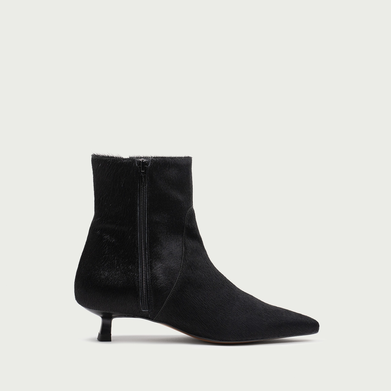 Botine negre cu toc mic Daria din piele naturalǎ pony hair - Img 6