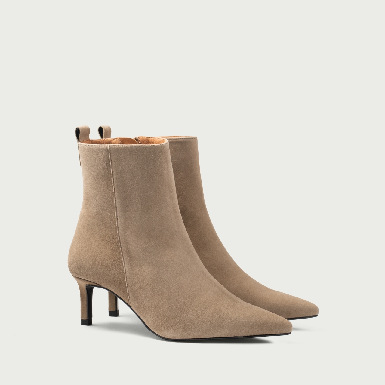 Botine nude cu toc subțire Alicia din piele întoarsǎ naturală - Img 2