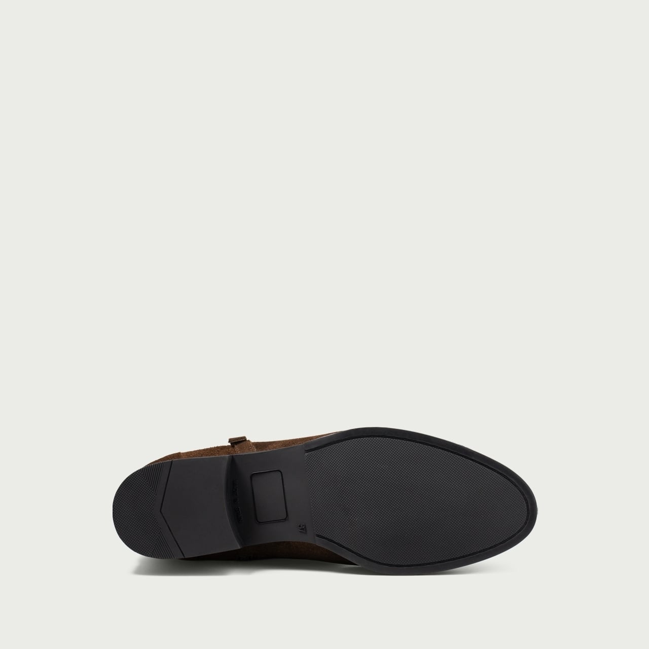 Cizme scurte cu talpă joasă maro ciocolatiu Sylvie din piele întoarsă naturală - Img 7