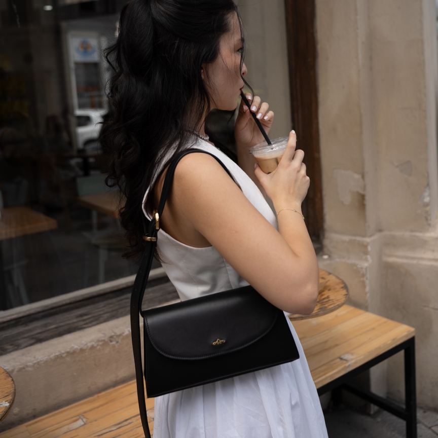 Geantă neagră Siena petite din piele naturală - Img 2