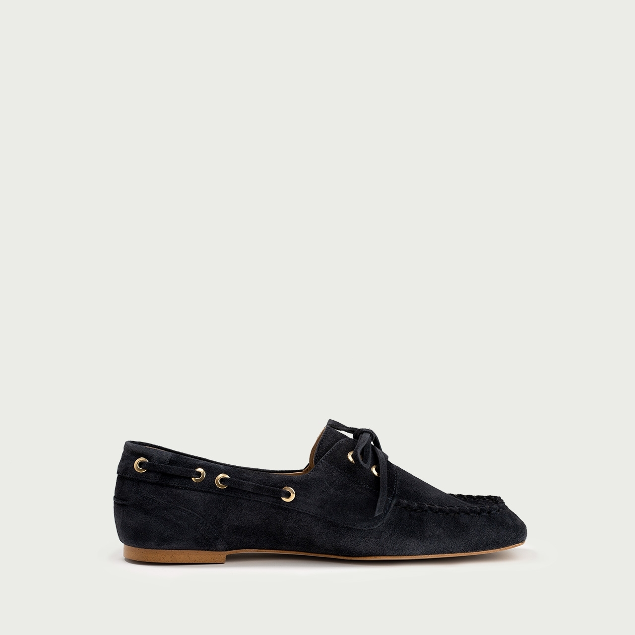 Mocasini albastru navy Margaux din piele întoarsă naturală - Img 6