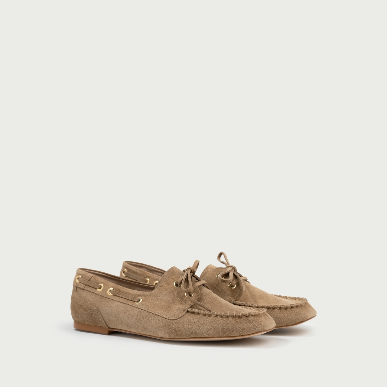 Mocasini camel deschis Margaux din piele întoarsă naturală - Img 3