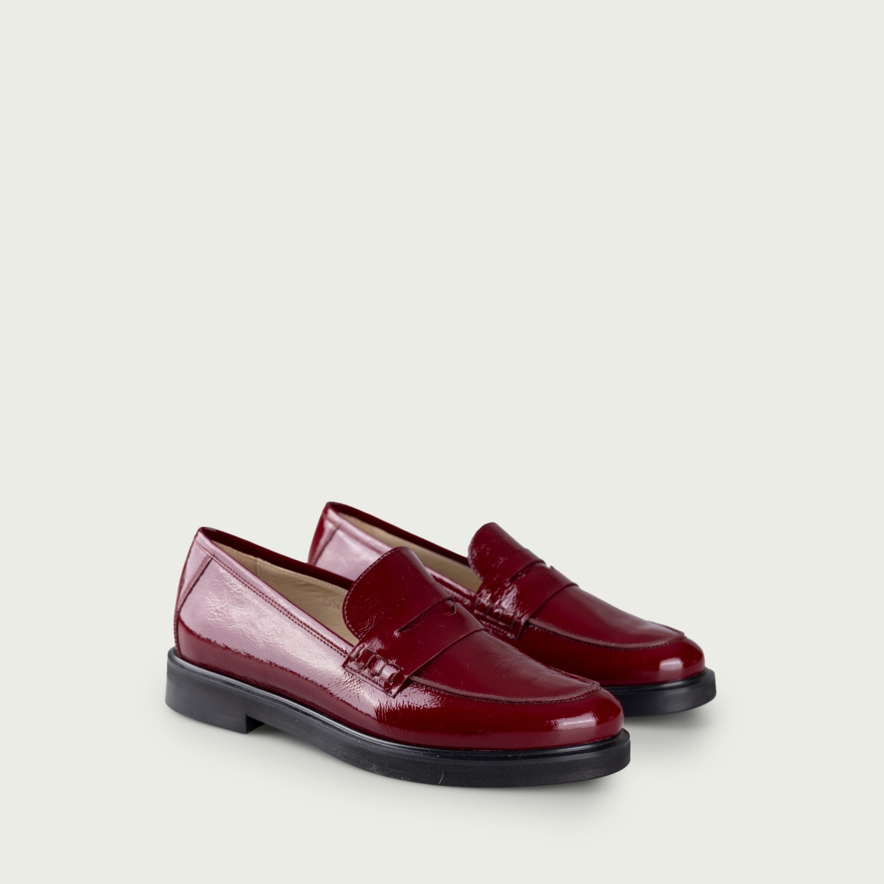 Mocasini damă burgundy Paula din piele naturală lucioasă - Img 2