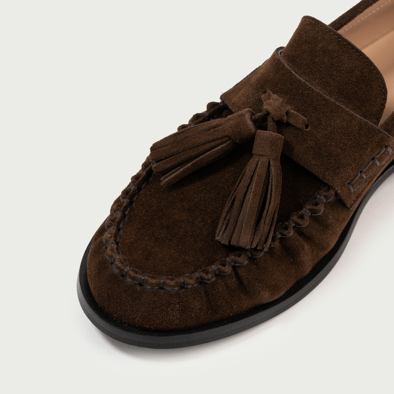 Mocasini maro ciocolatiu Uma din piele întoarsă naturală - Img 3