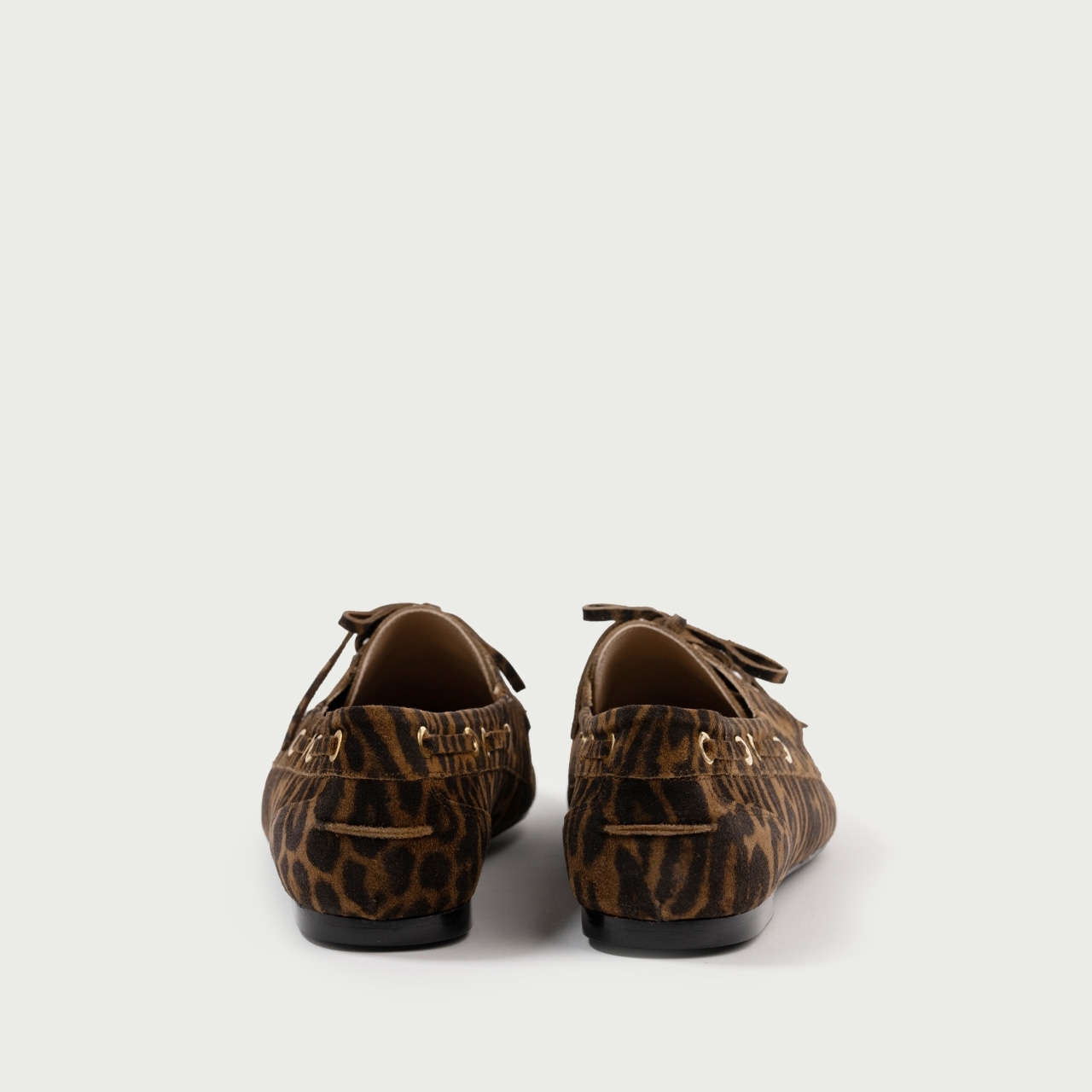Mocasini maro cu imprimeu animal Margaux din piele întoarsă naturală - Img 5