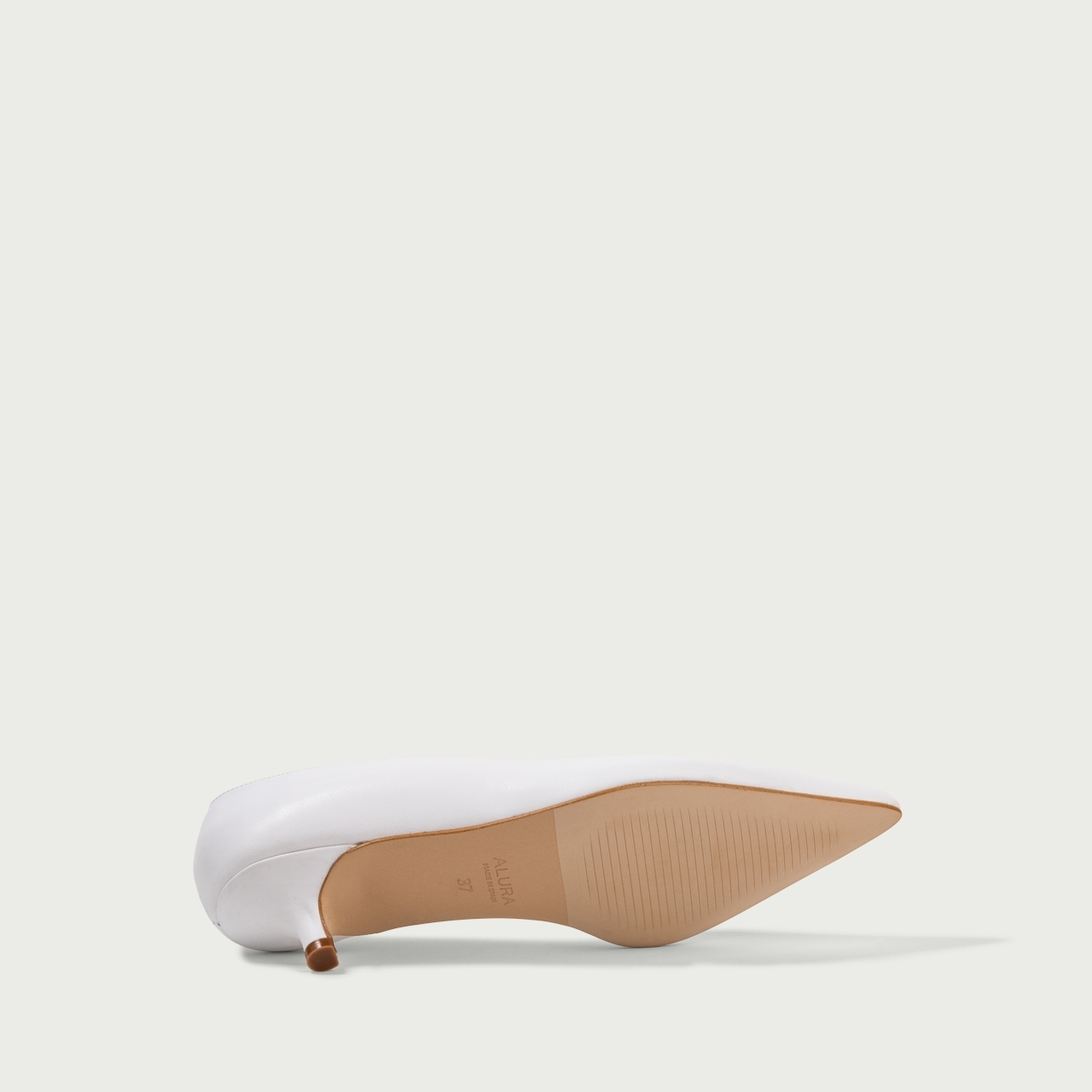 Pantofi albi cu toc mic Anemona din piele naturalǎ - Img 7