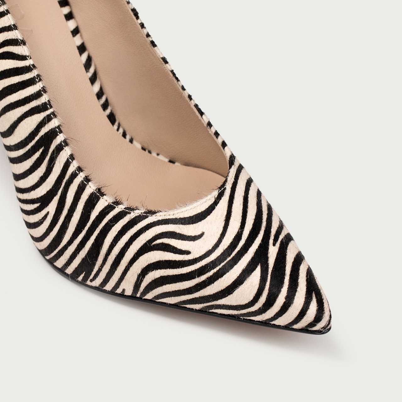 Pantofi cu toc înalt subțire Hariette din piele naturală pony hair cu imprimeu zebră - Img 3