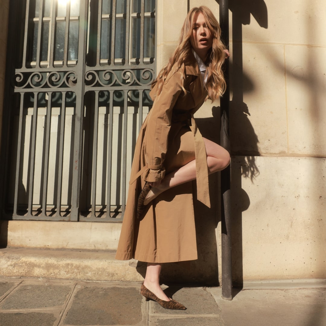 Pantofi cu toc mic animal print Anemona din piele întoarsă naturalǎ - Img 2